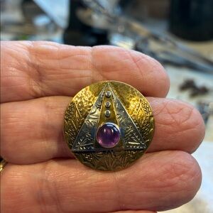 Intricate Gold and Silver Amethyst Pendant Necklace